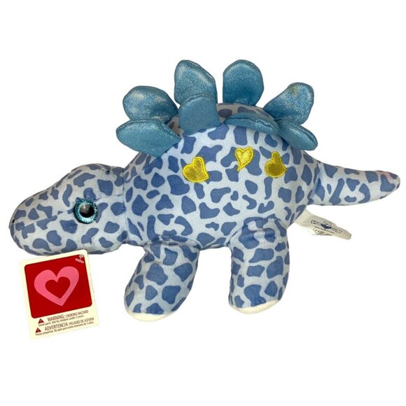 Hugfun Plush Blue Stegosaurus Dinosaur Glitter Spikes Heart Appliqué Walmart - Picture 2 of 8